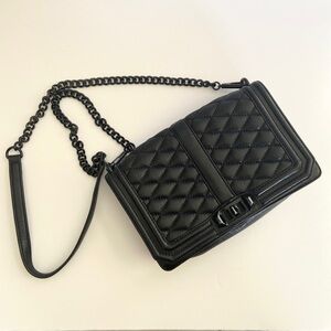 Rebecca Minkoff Black Jumbo Love Quilted Leather Crossbody Purse Bag